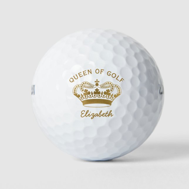 Balles De Golf Queen of Golf Gold Monogram Golf Balls (Devant)