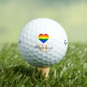 Balles De Golf Rainbow Flag, Heart & Pride Golf monogrammed /LGBT
