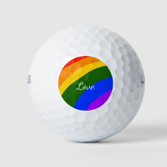 Balles De Golf Rainbow pride mois amour ajouter nom art texte (Devant)