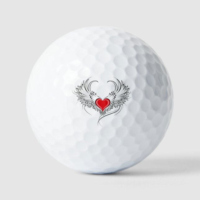Balles De Golf Red Angel Coeur avec ailes (Recto)