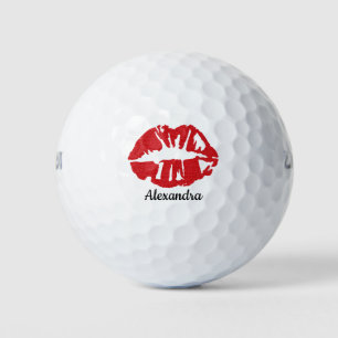 Balles De Golf Red Parties scintillant Lipstick Girly Kiss Nom Cu