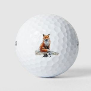 Balles De Golf Renard Rouge Monogramme d'Animal en Art