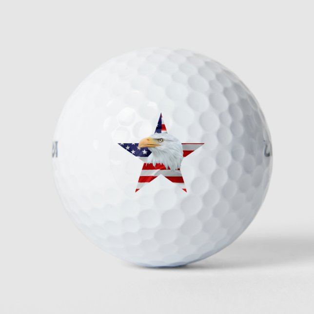 Balles De Golf Respectueux Aigle, Le Drapeau Américain, Patriotiq (Devant)