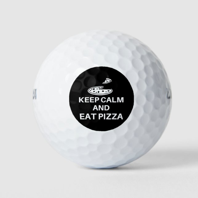 Balles De Golf Restez Calme Et Mangez De La Pizza (Devant)