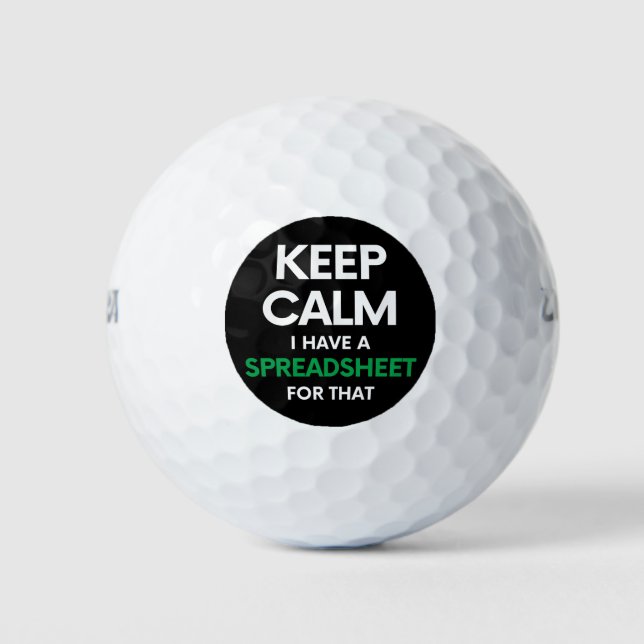 Balles De Golf Restez calme J'ai une feuille de calcul pour ça -  (Devant)