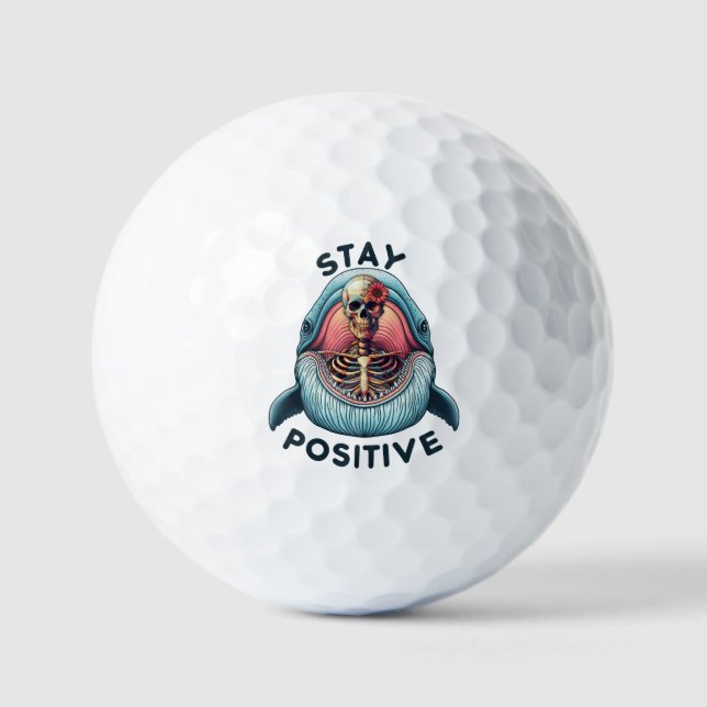 Balles De Golf Restez positif - Squelette et baleine (Recto)