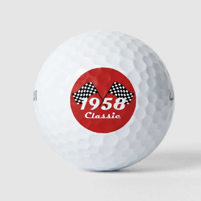 Balles De Golf Retro 1958 Classic Black & White Checked Race Drap (Devant)