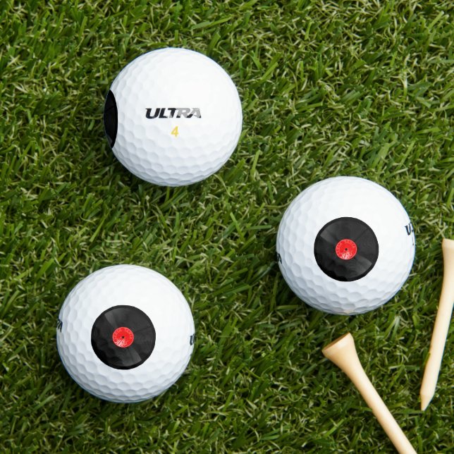 Balles De Golf Retro Vinyl Record Groove (Herbe in situ)