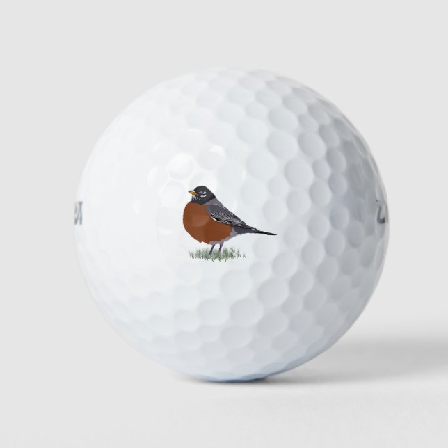 Balles De Golf Robin américain à poitrine rouge Numériquement des (Devant)