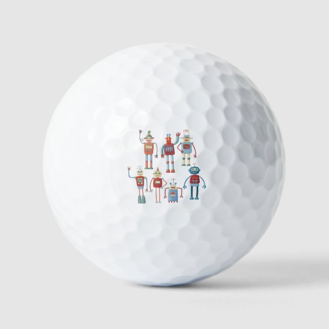 Balles De Golf Robots rétro style des années 1950 (Recto)