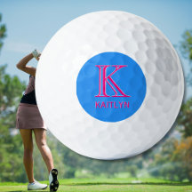 Rose Chaud Bleu Clair Monogramme Golfeuse 3 Couche