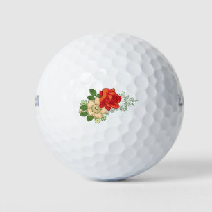 Balles De Golf Rose rouge et marguerites