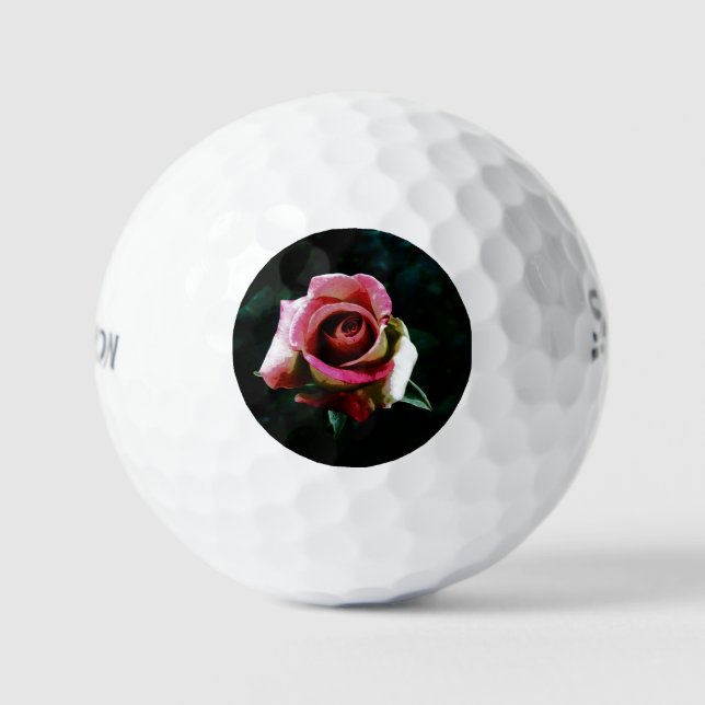 Balles De Golf Rose rouge peinte à l'huile (Recto)