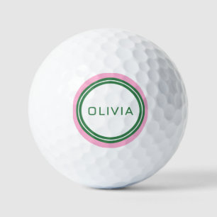 Balles De Golf rose vert rétro bande moderne minima