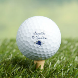 Balles De Golf Roses Bleues Boho Elégantes Noms du Couple de Mari