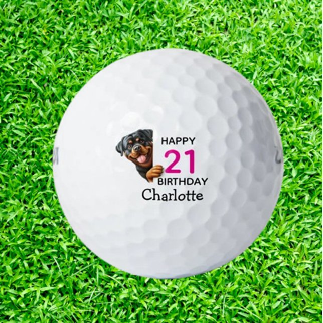 Balles De Golf Rottweiler Birthday   (Celebrate your Rottweiler’s 21st birthday with custom golf balls—unique, heartfelt gifts  )
