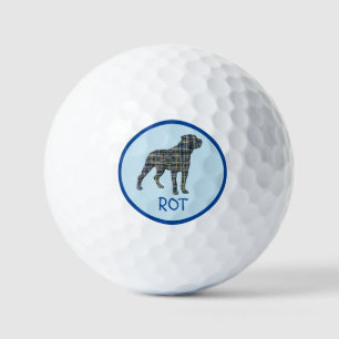 Balles De Golf Rottweiler / Rotie Chien Silhouette Mono Grille Bl