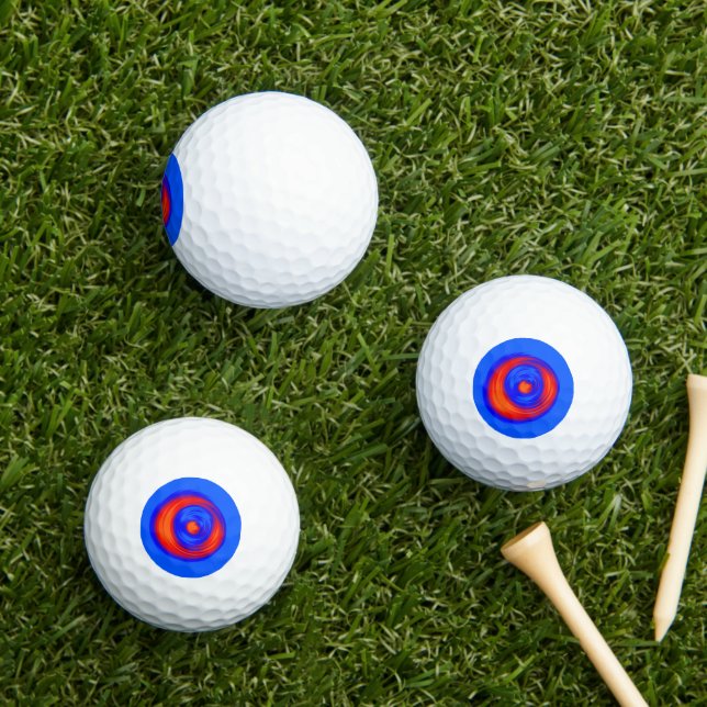 Balles De Golf Rouge Orange Bleu (Herbe in situ)