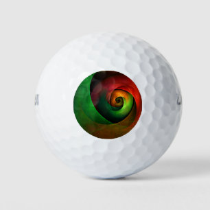 Balles De Golf Rouge Vert Floral Moderne Art Abstrait Motif #21