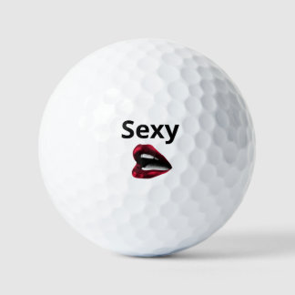Balles De Golf Round Pop Art Pillow Red Polka Dot Lips with "Sexy