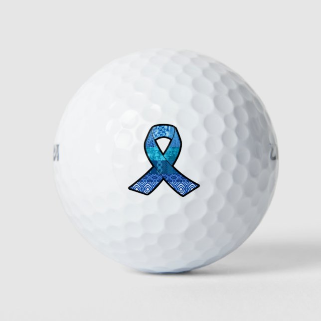 Balles De Golf Ruban rétro de sensibilisation bleue (Devant)