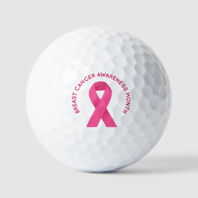 Balles De Golf Ruban rose pour le mois de sensibilisation au canc (Recto)
