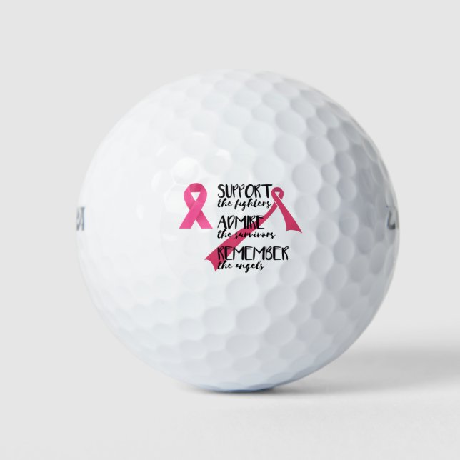 Balles De Golf Ruban rose pour le thème de sensibilisation au can (Devant)