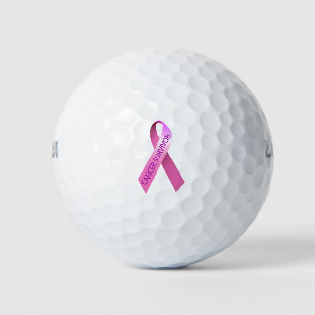 Balles De Golf Ruban rose survivant du cancer (Devant)
