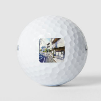 Balles De Golf Rue japonaise - aquarelle