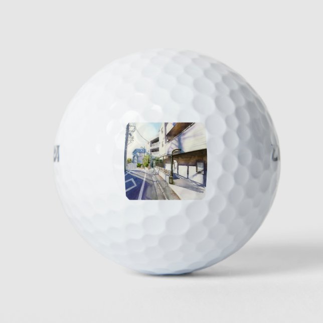 Balles De Golf Rue japonaise - aquarelle (Devant)