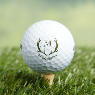 Balles De Golf Rustic Army Green Antler Personnalisé Groomsmen Ca