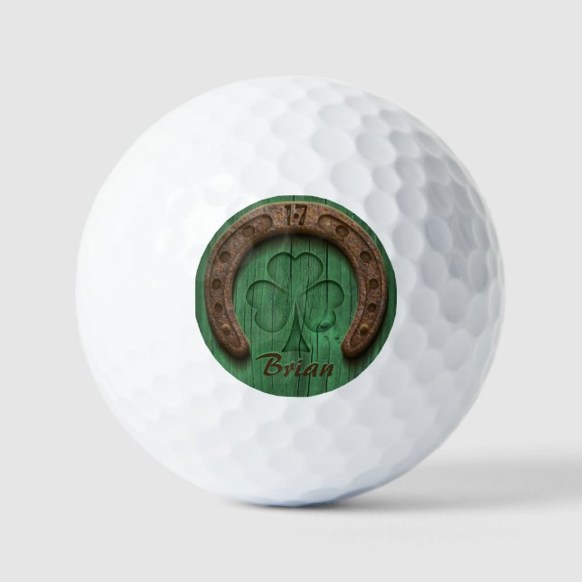 Balles De Golf Rustic Lucky Horse Shoe Irish Personalized  (Recto)