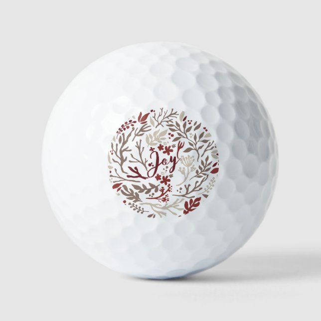 Balles De Golf Rustique Bourgogne Foliage Joie Noël (Recto)
