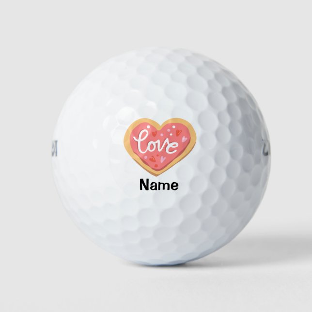 Balles De Golf Saint Valentin avec coeur rouge AMOUR au golfeur (Devant)