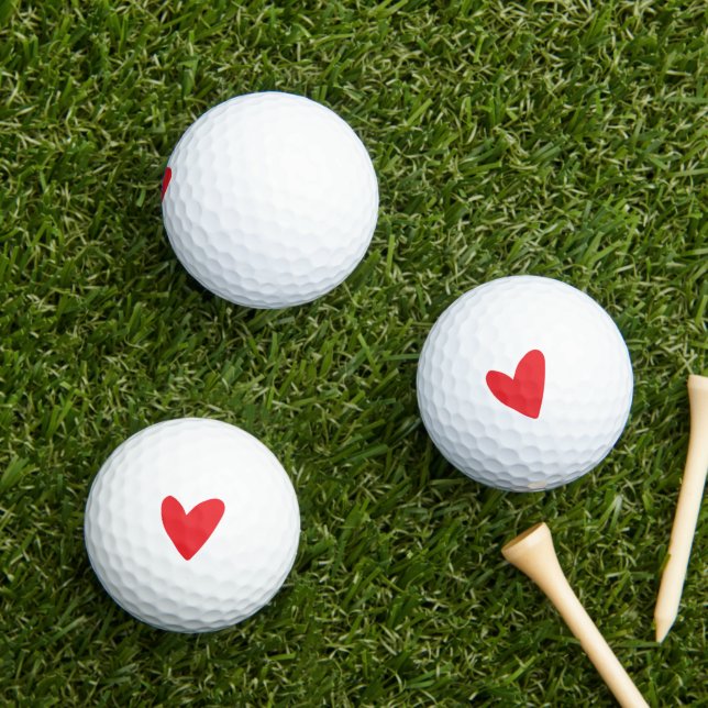 Balles De Golf Saint Valentin coeur rouge (Herbe in situ)