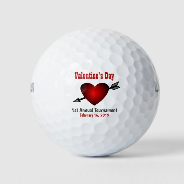 Balles De Golf Saint Valentin Défilé du Tournoi Rouge Coeur (Devant)