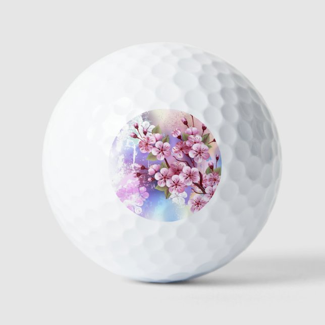 Balles De Golf Sakura rose sur la peinture Arrière - plan (Recto)