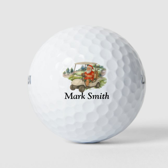 Balles De Golf Santa Claus riding golf cart with gifts (Devant)