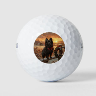 Balles De Golf Schipperke Chien Russe coucher de soleil hivernal