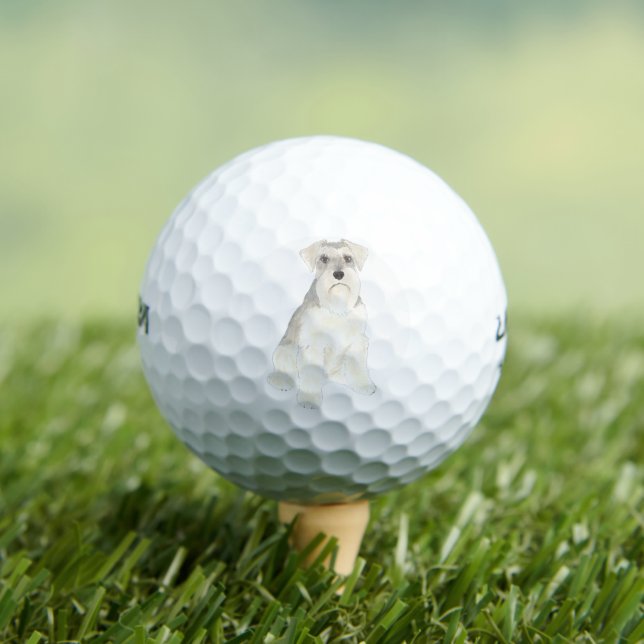 Balles De Golf Schnauzer blanc et gris (T-shirt Insitu)