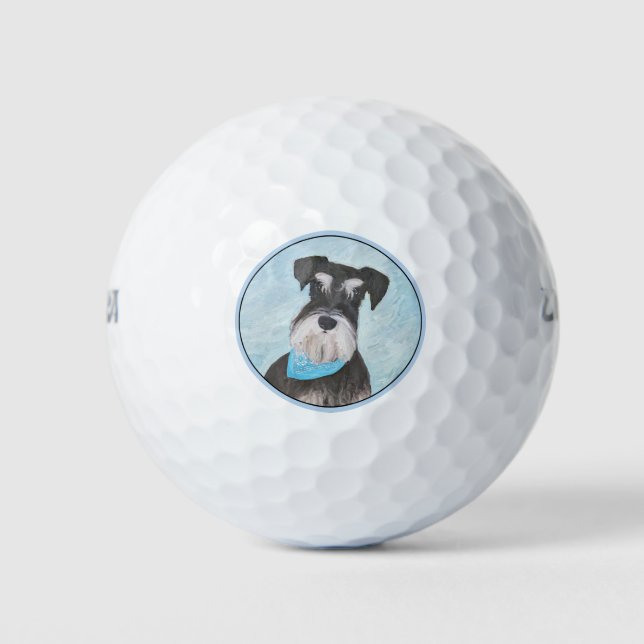 Balles De Golf Schnauzer (Miniature) Peinture - Chien original mi (Devant)