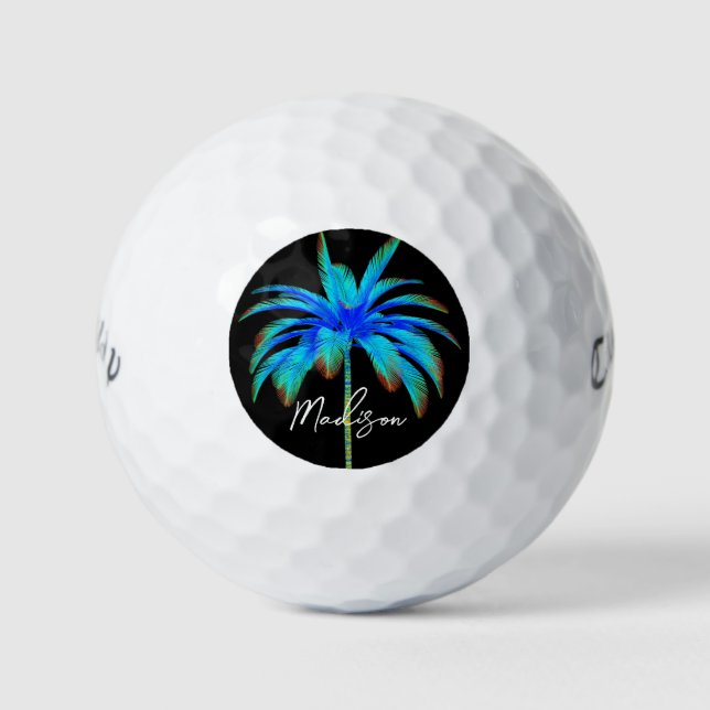 Balles De Golf Scripts de palmiers tropicaux personnalisés (Devant)