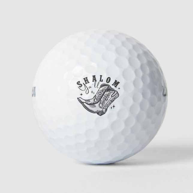 Balles De Golf Shalom Y'all Cowboy juif Hanoukka Ouest (Devant)