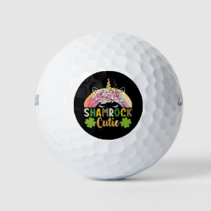 Balles De Golf Shamrock Cutie Unicorn Rainbow Jour de la Saint Pa