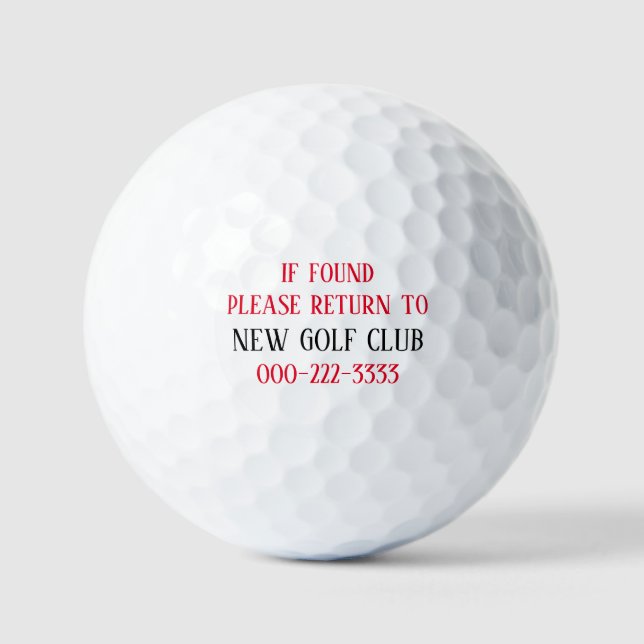 Balles De Golf S'il est trouvé, veuillez retourner à (Recto)