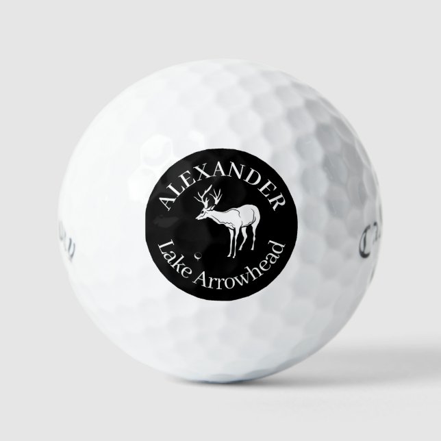 Balles De Golf Silhouette de cerf noir personnalisé (Recto)