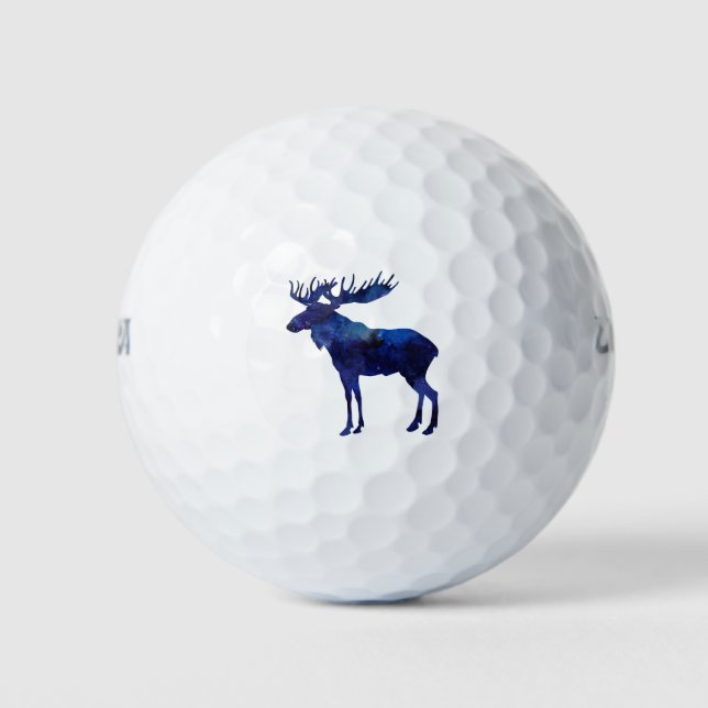 Balles De Golf Silhouette d'orignal bleu (Devant)