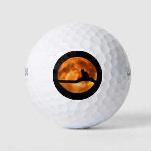 Balles De Golf Silhouette d'un chat noir dans un arbre