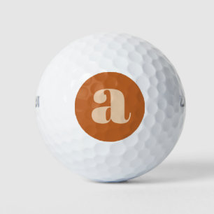 Balles De Golf Simple Boho Terracotta Bold Retro Monogramme initi