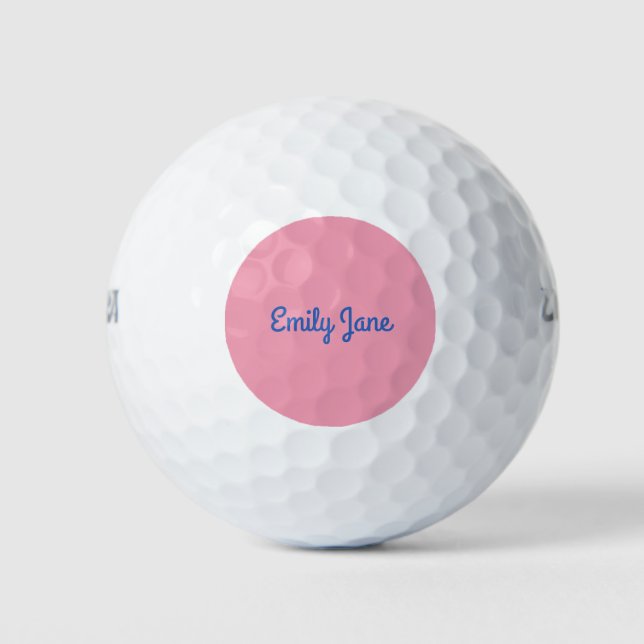 Balles De Golf Simple Cute bleu et rose Personnalisé (Devant)
